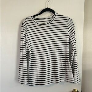 SHEIN Black and White Striped Long Sleeve Top